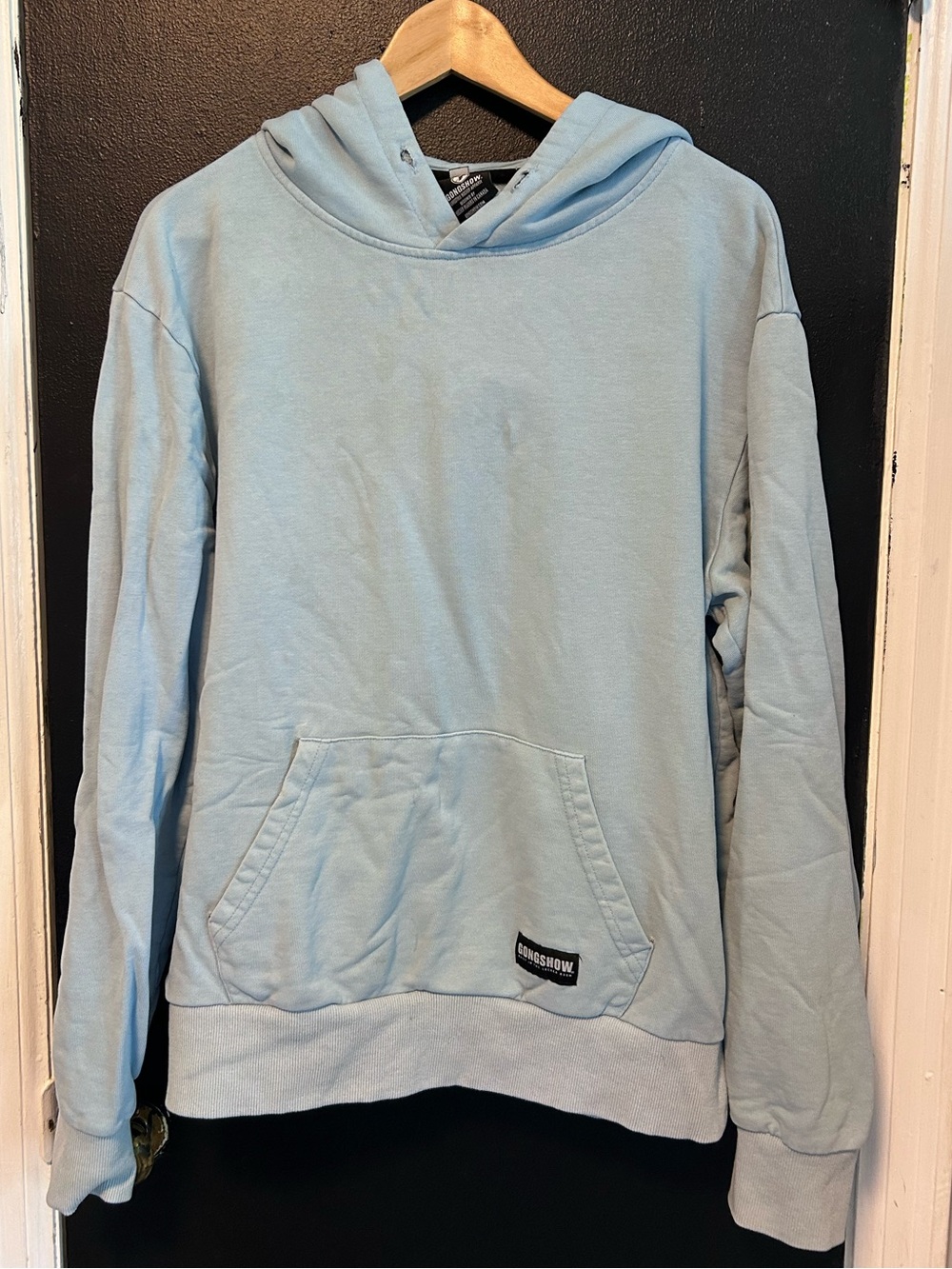 Light Blue Pullover Hoodie with Front Pocket - Unbranded